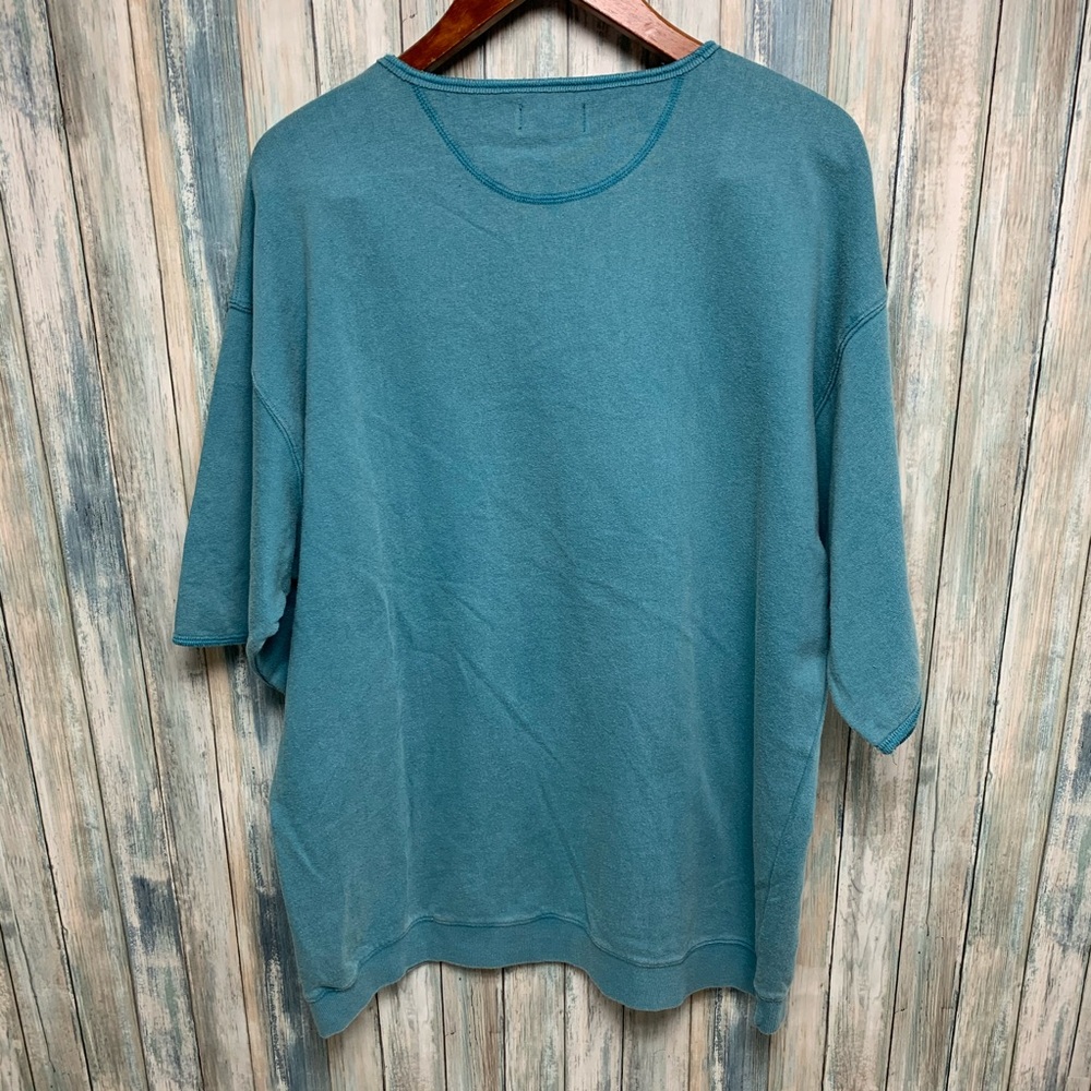 ZARA Man Short Sleeve Sweatshirt Dyed Teal Sz M - Picture 6 of 7